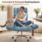Hawsaiy Big and Tall Office Chair, Flip Armrests with Side Pockets, Comfy Criss Cross Office Chair with Extra-Wide Plush Seat, 150° Reclining Executive Office Chair, Chenille Upholstery