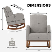 Nalupatio Rocking Chair Nursery, Reading Chair, Glider Accent Chair, Rocking Accent Chair with Wood Legs for Living Room, Bedroom Brown Coffee