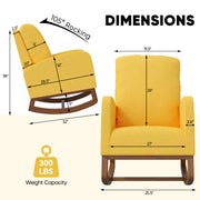 Nalupatio Rocking Chair Nursery, Reading Chair, Glider Accent Chair, Rocking Accent Chair with Wood Legs for Living Room, Bedroom Brown Coffee