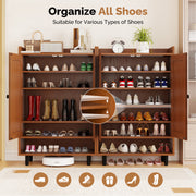 Hawsaiy Entrance Shoe Cabinet with Doors, 6-Tier Farmhouse Shoe Storage Organizer with Adjustable Shelves, Holds 18-24 Pairs, Entryway Shoe Rack Cabinet with Metal Legs