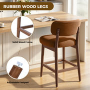Hawsaiy Counter Height Bar Stools Set of 2/4, Mid Century Modern Boucle Barstools with Solid Wood Frame, Upholstered Kitchen Island Stools with Backrest & Footrest
