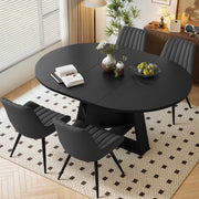 Hawsaiy Extendable Round to Oval Dining Table Set for 4–6, Space-Saving Wooden Table with Hidden Storage, Expandable Dining Table with Upholstered Chairs