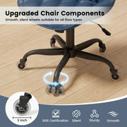 Hawsaiy Armless Office Chair with Rubber Wheels, PU Leather Desk Chair, Mid Back Adjustable Swivel Computer Chair, Small Space Vanity Task Chair