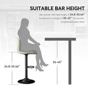 Nalupatio Modern Bar Stools Set of 2, Adjustable Faux Leather Upholstered Swivel Bar Stools, Counter Height Bar Chairs with Back for Kitchen Island, Black