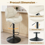 Hawsaiy Swivel Bar Stools Set of 2/4, Adjustable Height Faux Leather Bar Stools with Back, Double-Layer Upholstered Counter Height Bar Chairs for Kitchen Island