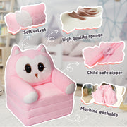 Hawsaiy Kids Sofa 2-in-1 Foldable Armchair with Liner Filler Cute Cartoon Lazy Sofa Bed for Living Room or Bedroom