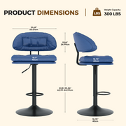 Hawsaiy Adjustable Ergonomic Design Barstools with Double-Layer Upholstered Set of 2/4 for Kitchen Island