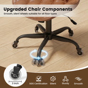 Hawsaiy Armless Office Chair with Rubber Wheels, PU Leather Desk Chair, Mid Back Adjustable Swivel Computer Chair, Small Space Vanity Task Chair