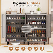 Hawsaiy Entrance Shoe Cabinet with Doors, 6-Tier Farmhouse Shoe Storage Organizer with Adjustable Shelves, Holds 18-24 Pairs, Entryway Shoe Rack Cabinet with Metal Legs