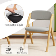 HawsaiyFolding Chairs with Cushion,Wooden Stackable Dining Chairs Set of 2 with Padded Seats,Removable Cushion Cover Comfortable Backrest Lounge Chair for Kitchen Home Office Picnic