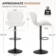 Nalupatio Swivel Bar Stools Set of 2,PU Leather Upholstered Barstools with Back & Footrest, Seat Adjustable Height 22.2-31IN Counter Height Bar Chairs for Bar Kitchen Island,Whiskey Brown