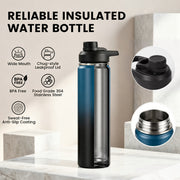 Hawsaiy 24 oz Insulated Stainless Steel Water Bottle with Handle, Leak-Proof Lid & Wide Mouth, Double Wall Vacuum, BPA Free, Keeps Cold & Hot