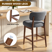 Hawsaiy Counter Height Bar Stools Set of 2/4, Mid Century Modern Boucle Barstools with Solid Wood Frame, Upholstered Kitchen Island Stools with Backrest & Footrest