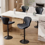 Nalupatio Modern Bar Stools Set of 2 Faux Leather Upholstered Swivel Barstools,Black