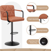 Hawsaiy PU Leather Adjustable Height Bar Stools Set of 2/4 with Footrest and Rubber Ring Base