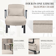 Nalupatio Versatile Convertible Armchair Sofa with Pillow - Foldable, Linen/Fabric, Steel Frame for Home & Office Use,