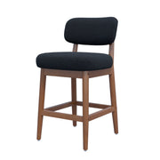Hawsaiy Counter Height Bar Stools Set of 2/4, Mid Century Modern Boucle Barstools with Solid Wood Frame, Upholstered Kitchen Island Stools with Backrest & Footrest