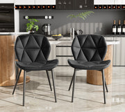 Nalupatio Modern Dining Chairs Set of 2, PU Leather Dining Room Chairs with Waterproof Surface and Metal Legs for Kitchen Restaurant and Living Room, Dark Blue