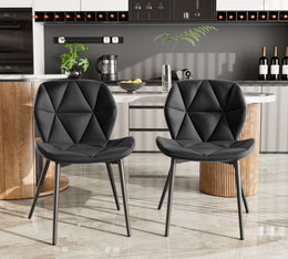 Nalupatio Modern Dining Chairs Set of 2, PU Leather Dining Room Chairs with Waterproof Surface and Metal Legs for Kitchen Restaurant and Living Room, Dark Blue