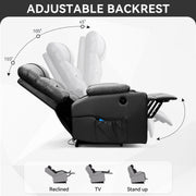 Hawsaiy PU Leather Power Lift Recliner with Massage and Heat for Elderly, Comfy Ergonomic Lounge Sofa Chair with Remote Control, 2 Cup Holders and Side Pockets