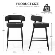 Hawsaiy Counter Height Bar Stools Set of 2, Pelletized Velvet Upholstered Modern Counter Stool,Low Back Barstools, Velvet Bar Chairs with Metal Legs,Beige