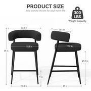 Hawsaiy Counter Height Bar Stools Set of 2, Pelletized Velvet Upholstered Modern Counter Stool,Low Back Barstools, Velvet Bar Chairs with Metal Legs,Beige