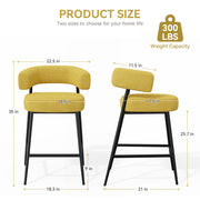 Hawsaiy Counter Height Bar Stools Set of 2, Pelletized Velvet Upholstered Modern Counter Stool,Low Back Barstools, Velvet Bar Chairs with Metal Legs,Beige