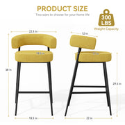 Hawsaiy Counter Height Bar Stools Set of 2, Pelletized Velvet Upholstered Modern Counter Stool,Low Back Barstools, Velvet Bar Chairs with Metal Legs,Beige