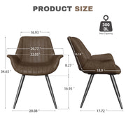 Hawsaiy Mid Century Modern Faux Leather Dining Chair Set of 2/4 with Upholstered Seat and Metal Legs