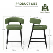 Hawsaiy Counter Height Bar Stools Set of 2, Pelletized Velvet Upholstered Modern Counter Stool,Low Back Barstools, Velvet Bar Chairs with Metal Legs,Beige