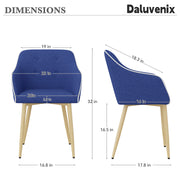 Hawsaiy Modern Accent Dining Chairs Set of 2,Upholstered Linen Fabric Living Room Chairs,Comfy Accent Chair with Metal Legs for Kitchen Dining Room Bedroom Reading Room Waiting Room