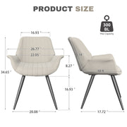 Hawsaiy Mid Century Modern Faux Leather Dining Chair Set of 2/4 with Upholstered Seat and Metal Legs