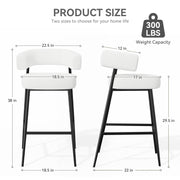 Hawsaiy Counter Height Bar Stools Set of 2, Pelletized Velvet Upholstered Modern Counter Stool,Low Back Barstools, Velvet Bar Chairs with Metal Legs,Beige