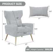 Hawsaiy Mid Century Modern Velvet Accent Chair Set of 1/2, High Back Armchair with Metal Legs, Upholstered Comfy Chair for Living Room and Bedroom