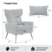 Nalupatio Velvet Fabric Upholstered Reading Comfy Mid Century Modern Armchair with Metal Legs and Spring Support, Accent Chair for Living Room,Beige