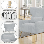 Hawsaiy Mid Century Modern Velvet Accent Chair Set of 1/2, High Back Armchair with Metal Legs, Upholstered Comfy Chair for Living Room and Bedroom