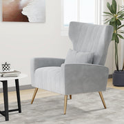 Nalupatio Velvet Fabric Upholstered Reading Comfy Mid Century Modern Armchair with Metal Legs and Spring Support, Accent Chair for Living Room,Beige