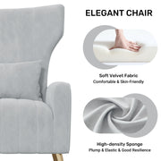 Hawsaiy Mid Century Modern Velvet Accent Chair Set of 1/2, High Back Armchair with Metal Legs, Upholstered Comfy Chair for Living Room and Bedroom