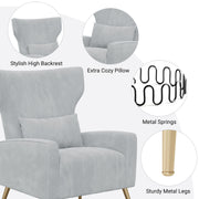 Nalupatio Velvet Fabric Upholstered Reading Comfy Mid Century Modern Armchair with Metal Legs and Spring Support, Accent Chair for Living Room,Beige