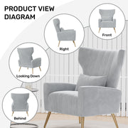 Hawsaiy Mid Century Modern Velvet Accent Chair Set of 1/2, High Back Armchair with Metal Legs, Upholstered Comfy Chair for Living Room and Bedroom