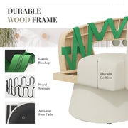 Hawsaiy Swivel Barrel Accent Chair Set of 1/2, Linen Fabric Upholstered Armchair with Wood Frame & Spring Support,Modern Comfy Lounge Sofa Chair with Round Back for Reading Living Room Bedroom