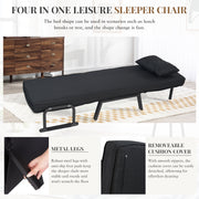 Nalupatio Versatile Convertible Armchair Sofa with Pillow - Foldable, Linen/Fabric, Steel Frame for Home & Office Use,