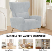 Nalupatio Velvet Fabric Upholstered Reading Comfy Mid Century Modern Armchair with Metal Legs and Spring Support, Accent Chair for Living Room,Beige