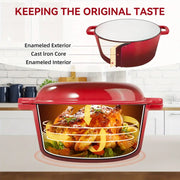 Kerilyn 2-in-1 Heavy-Duty Cast Iron Dutch Oven Pot - Kitchen & Dining Essential for Bread Baking, Cooking, Stewing - Nonstick, Oven Safe Up to 500°F, Dual Handles, Works on All Stovetops, Easy Cleaning, Durable Construction