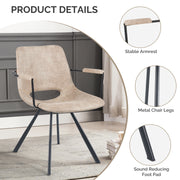 Hawsaiy Modern Dining Chiars Set of 2 with Arm and Metal Legs