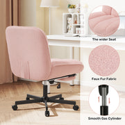 Hawsaiy Criss Cross Office Chair with Footrest, Oversized Sherpa Cross Legged Desk Chair, Height Adjustable Swivel Vanity Chair for Home Office Bedroom