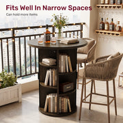 Hawsaiy Round Bar Table with Storage, 31.5