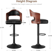 Nalupatio PU Leather Upholstered Barstools with Wooden Backrest Set of 2/4