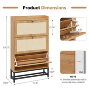 Hawsaiy Slim Entryway Shoe Storage Cabinet with 2/3 Flip Drawers, Narrow Freestanding Shoe Organizer Holds 16–20 Pairs, Space-Saving Wooden Shoe Rack for Hallway, Foyer