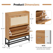 Hawsaiy Slim Entryway Shoe Storage Cabinet with 2/3 Flip Drawers, Narrow Freestanding Shoe Organizer Holds 16–20 Pairs, Space-Saving Wooden Shoe Rack for Hallway, Foyer